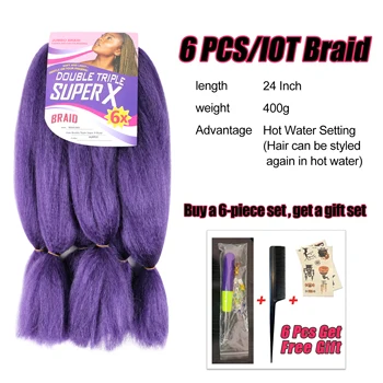 Rumi Synthetic Pre Stretched Ombre Jumbo Braiding Hair Extensions For Women Kids 6Pcs/lot Crochet Hair Hot Water Set Kanekalon