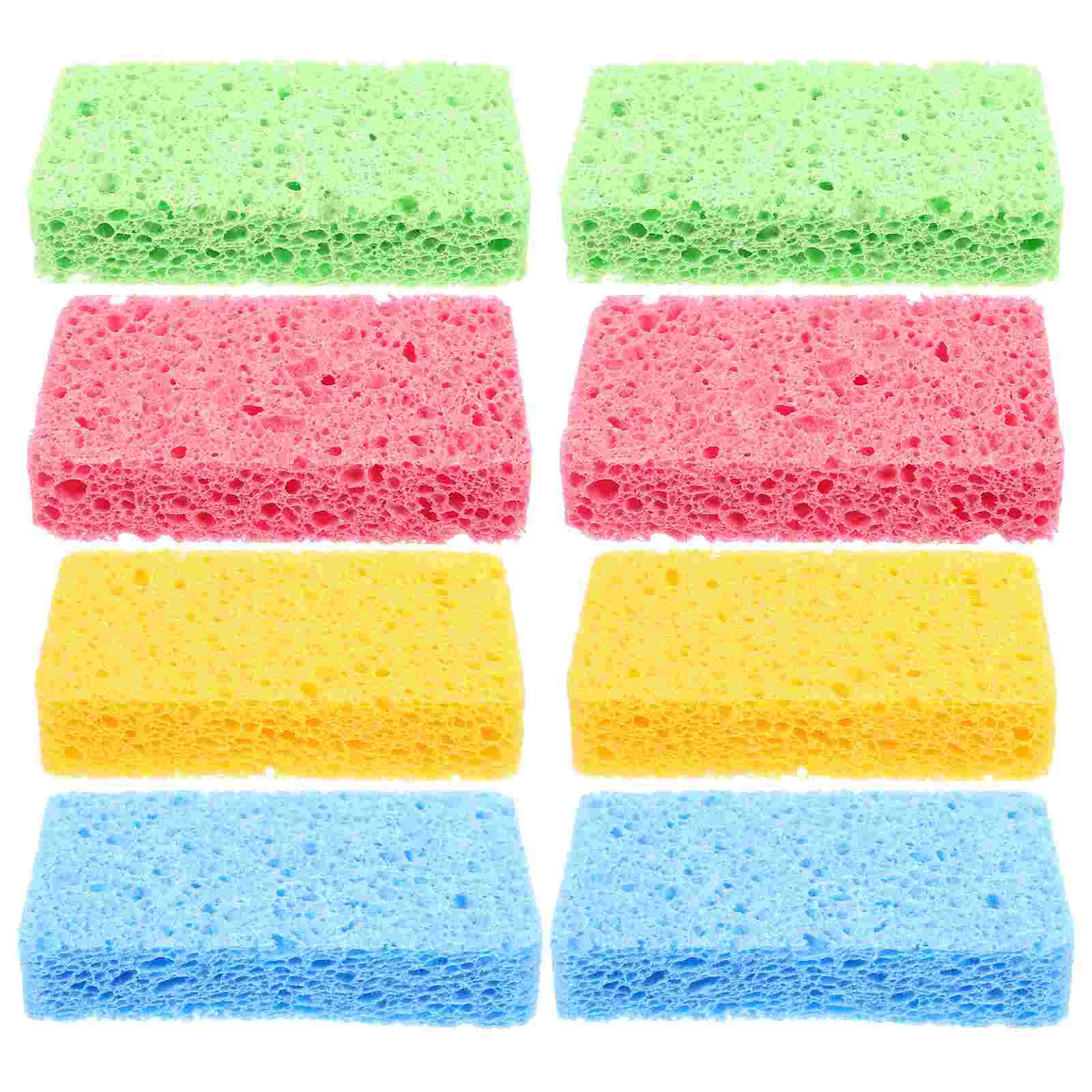 

8 Pcs Wood Pulp Cleaning Sponge Scrub Sponges Tableware Reusable Pads Scrubber Mat Dish Washing for Pots Dishes