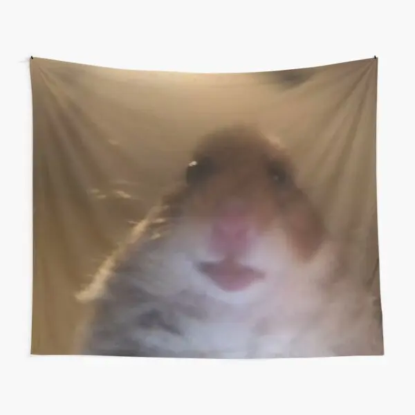 Staring Hamster Meme Tapestry Room Beautiful Wall Bedroom Towel Art Hanging Travel Decor Living Decoration Blanket Printed Yoga