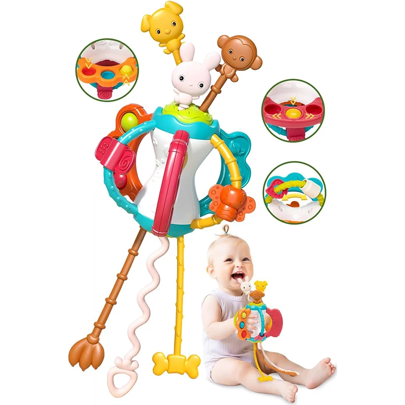 유아용 부드러운 실리콘 활동 장난감, 아기 감각 장난감, 스트링 비행기 여행 장난감, 몬테소리 교육 선물 