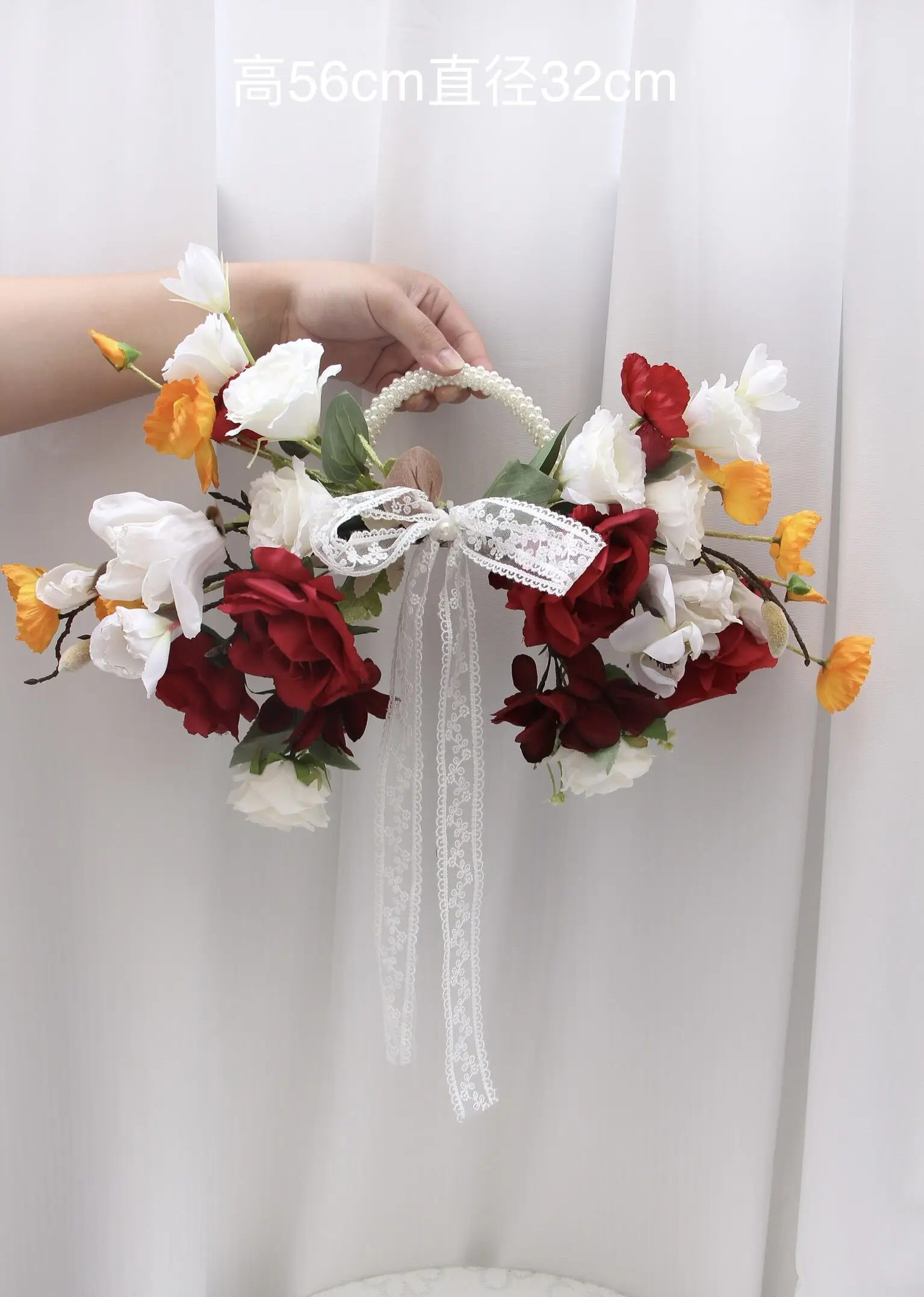 Buque de noiva Flower Bouquet Bridal Wedding Fake Flower Advanced Simulation Handheld Pearl Ring Bridesmaid Bouquet
