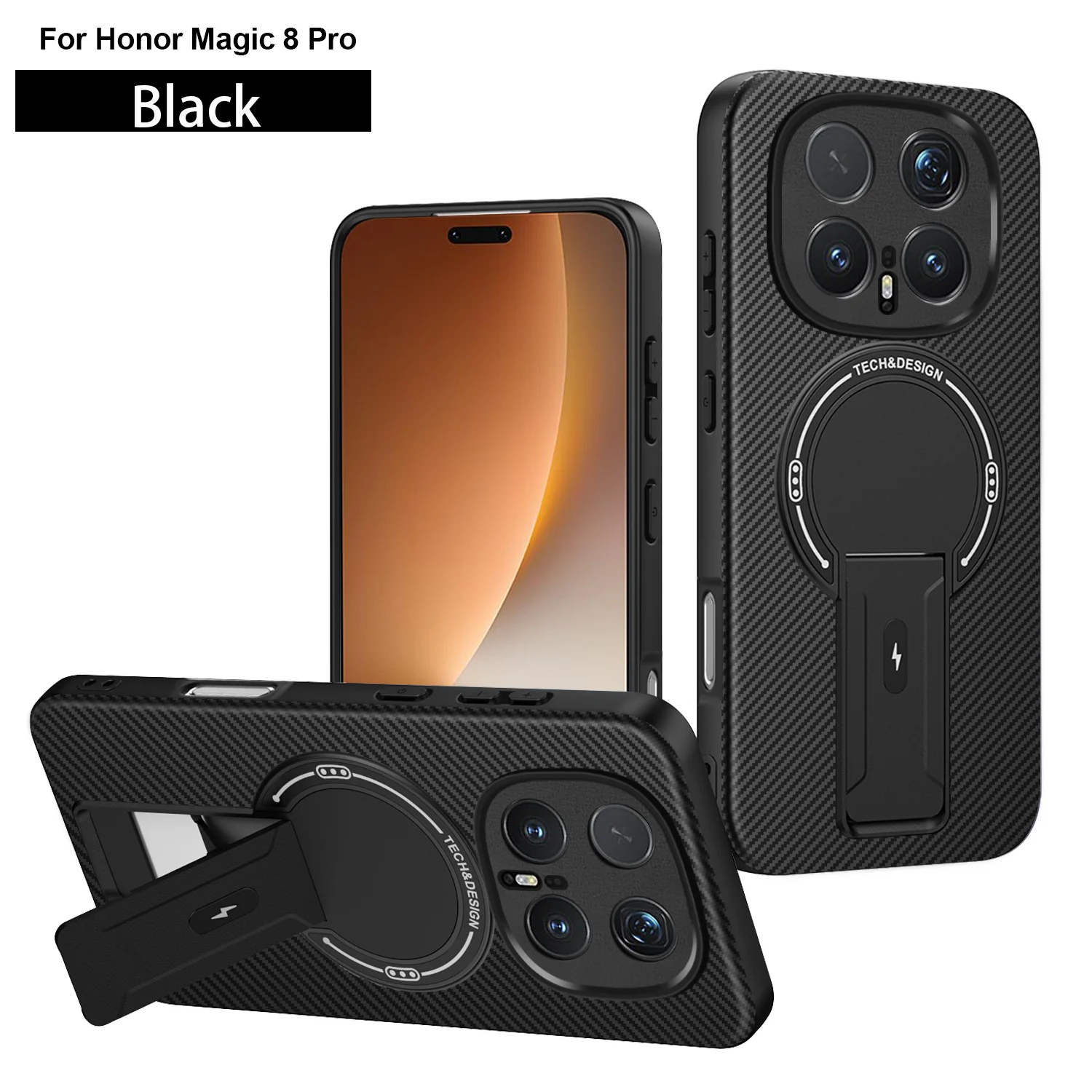 Enhanced Magnetic Wireless Charging Shockproof Phone Case with Hidden Bracket