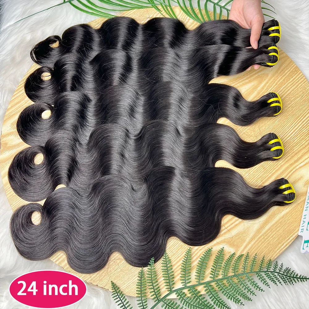 15A Double Drawn Body Wave 100% Human Hair Bundles 1B Natural Black Raw Virgin Human Hair Extensions Weaving For woman 4