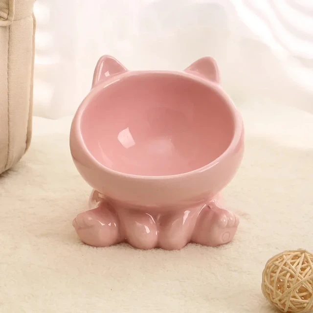 Cat Bowl Pet Accessories Ceramic Diagonal High Feet Cute Protection Cervical Spine Dog Bowl Drink Water Bowl Pet Supplies 4