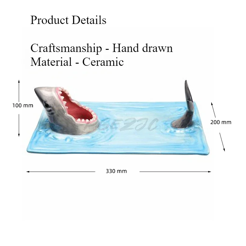 Japanese Beach Shark Board Dining Table Kitchen Decoration Can Hold Dumplings Sushi Ceramic Materials Exquisite Tableware