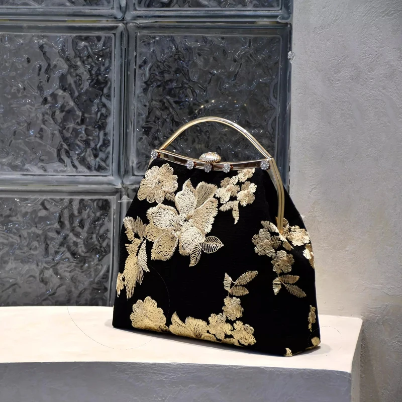 Embroidery Flowers Vintage Bags Handmade Bag for Women Top Handle Bags Bag Mother Gift Chic Lady Women's Handbags Purses