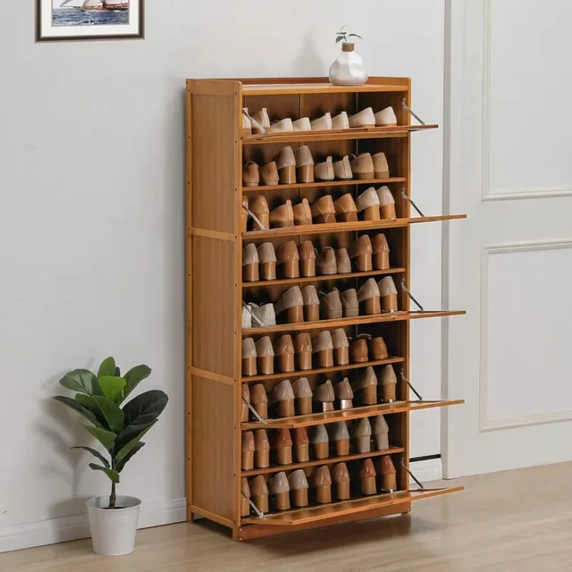 Discover the Bamboo 9Tier Shoe Organizer Modern with PullDown