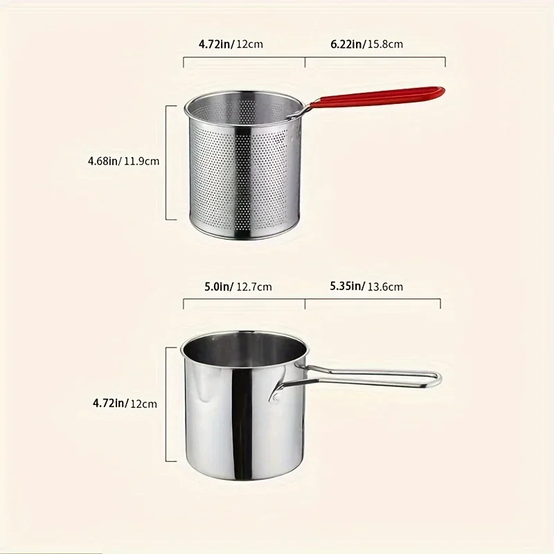 Stainless Steel Fryer With Frying Basket Multifunctional Small Pot Kitchen Frying Chicken Cooking Tools