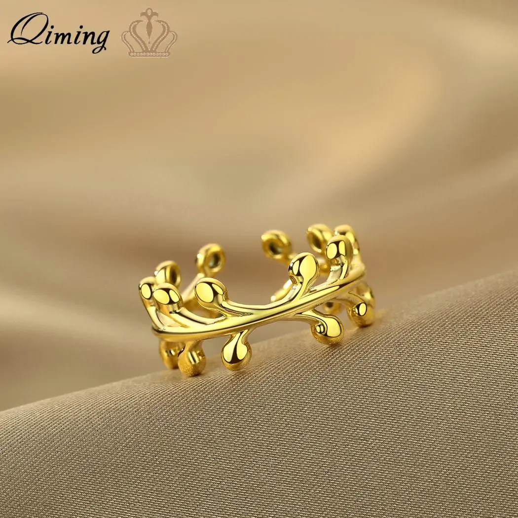 Qiming Handmade Echinacea Flower Bud Ring Donna Gioielli Etnici In Acciaio Inossidabile Regalo Di Anniversario