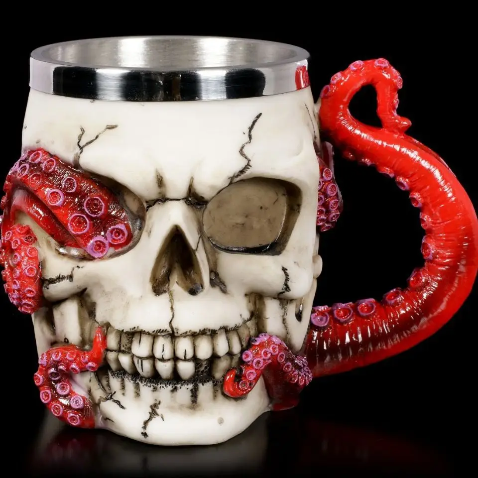 

New Stainless Steel Beer Cups Stemware Skull Shaped Water Cup Halloween Gift Funny Wine Cup Personality Mug Coffee Mugs Tea