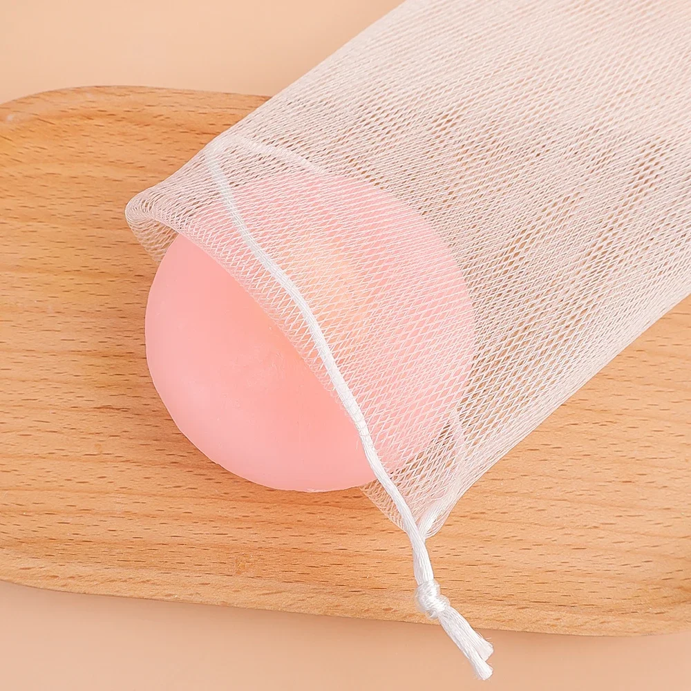 Soap Bag Portable Drawstring Bag Hangable Handmade Cleanser Soap Saver Bag Shower Foaming Mesh Household Cleaning Supplies 4