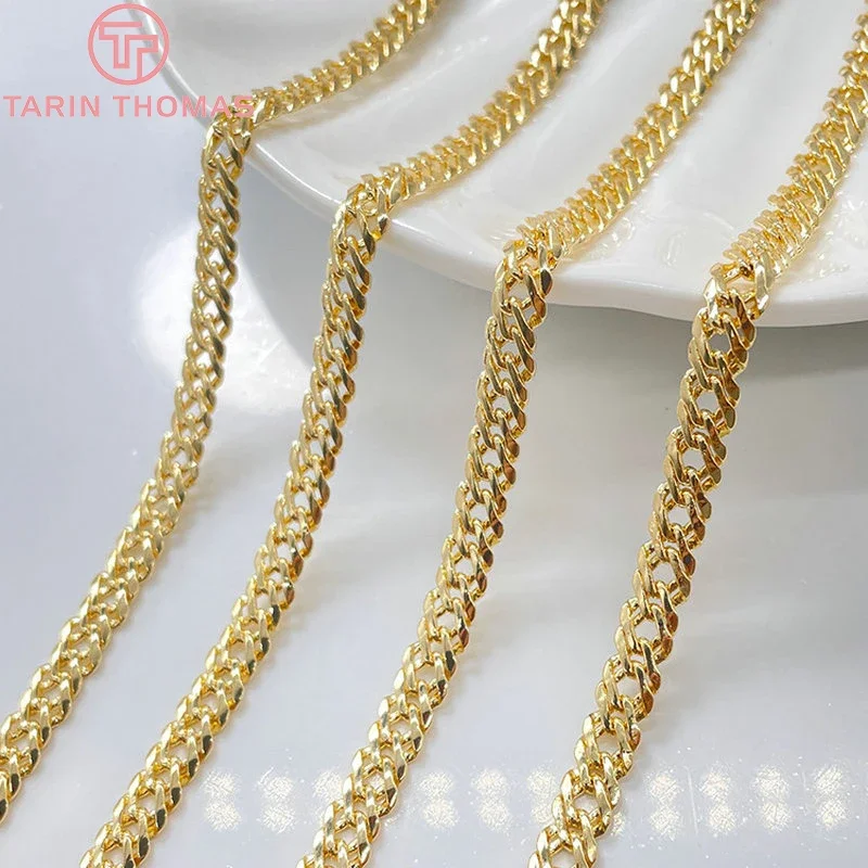 

(4275)50CM Width 3.5MM 5MM 24K Gold Color Brass Chains for Necklace High Quality Diy Jewelry Findings Accessories