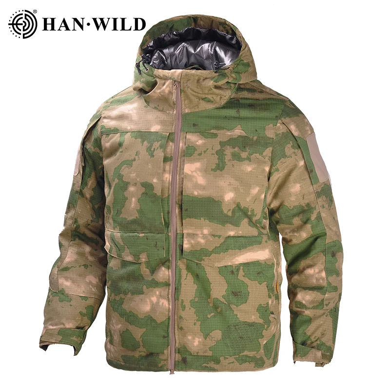 

HAN WILD Military Tactical Jackets Men's Waterproof Windbreaker Hooded Heat Reflect Winter Hiking Jacket Men Army Hunting Jacket