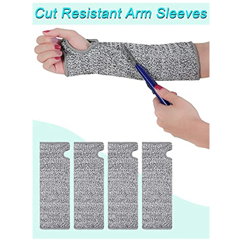 2 Pairs Cut Resistant Sleeves Protective Arm Sleeves Safety Arms Protection With Thumb Hole,Garden Kitchen