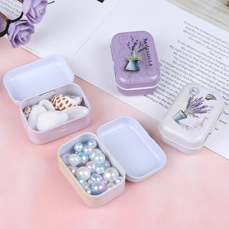 

Lavender mini tin box Sealed jar packing boxes jewelry candy box small storage