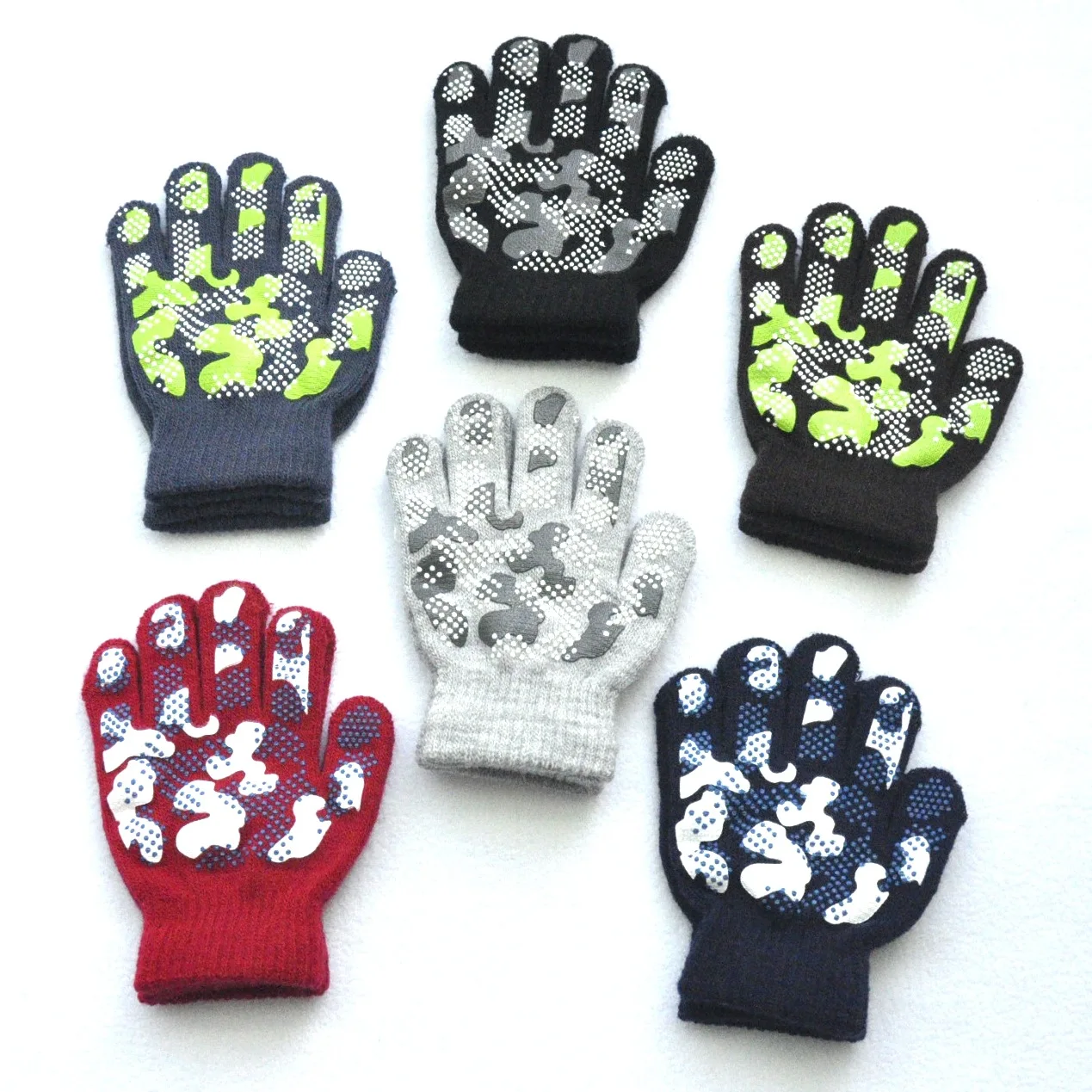 New Camouflage Anti Slip 3-6Y Children Winter Knitted Warm Gloves for Boys Girls Student Outdoor Cycling Skiing Gloves