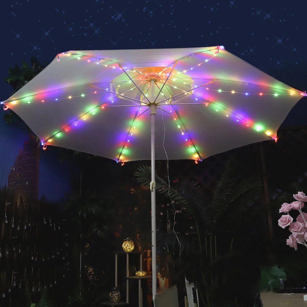 Patio Umbrella Lights With Remote Control 4 Mode 104 LED Patio Light Battery Operated Waterproof for Backyard Garden Decor