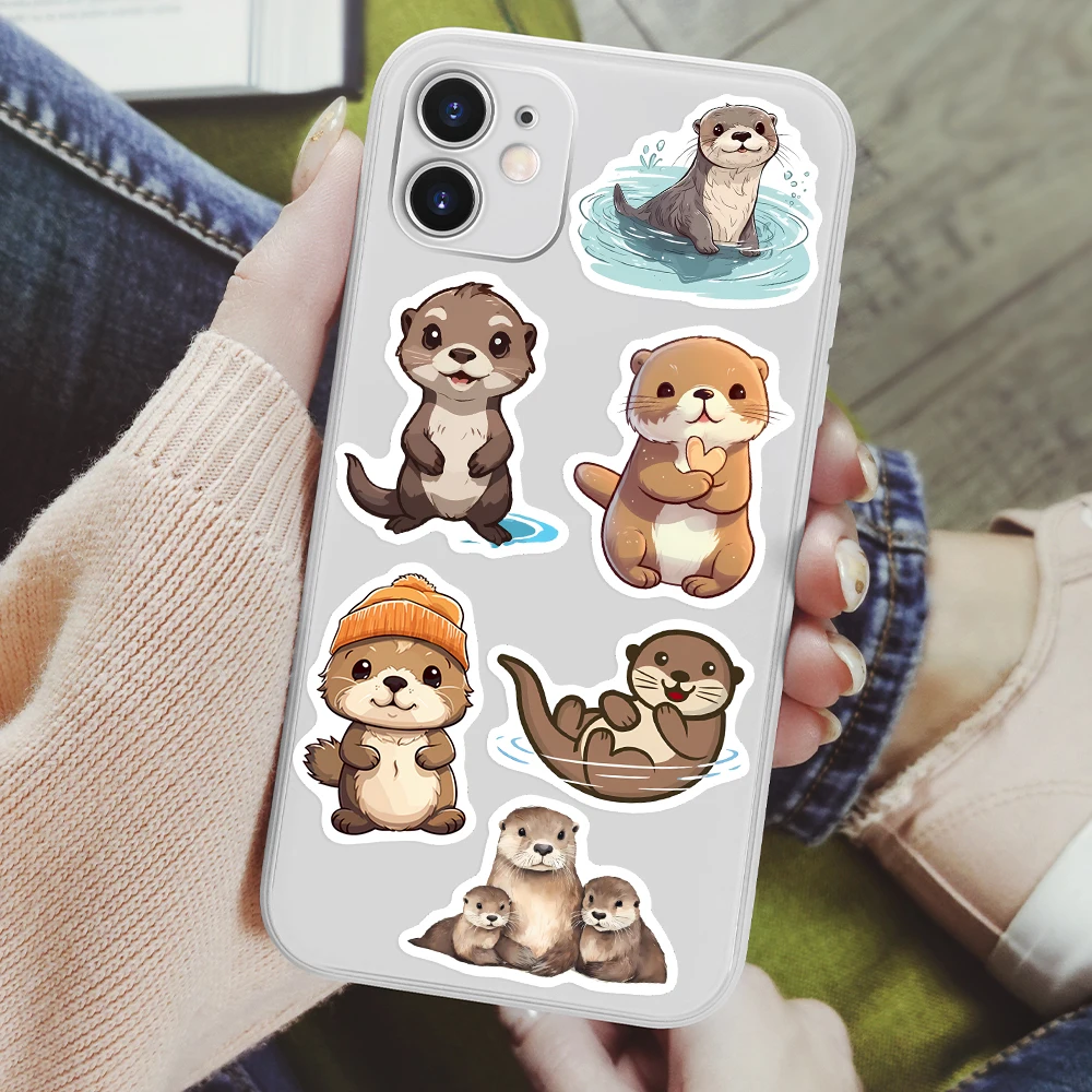 Adorable Cartoon Otter Sticker Set - DIY Gift, Decorative Decals for Laptops, Scrapbooks, Phones, and Bottles, Waterproof