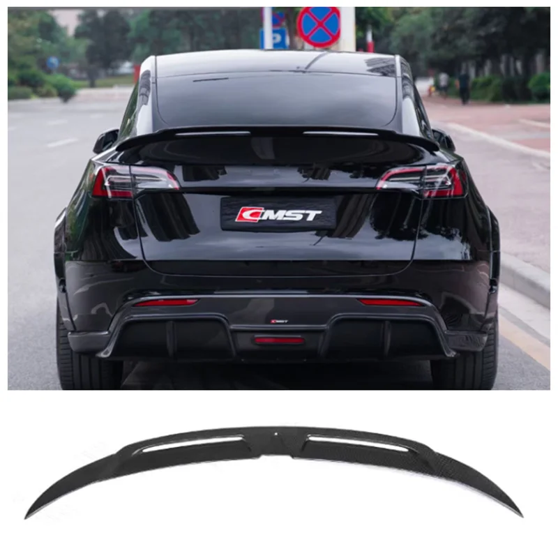 

Fits For Tesla Model Y 2020 2021 2022 2023 High Quality Carbon Fiber Rear Trunk Lip Roof Spoiler Splitters Wing