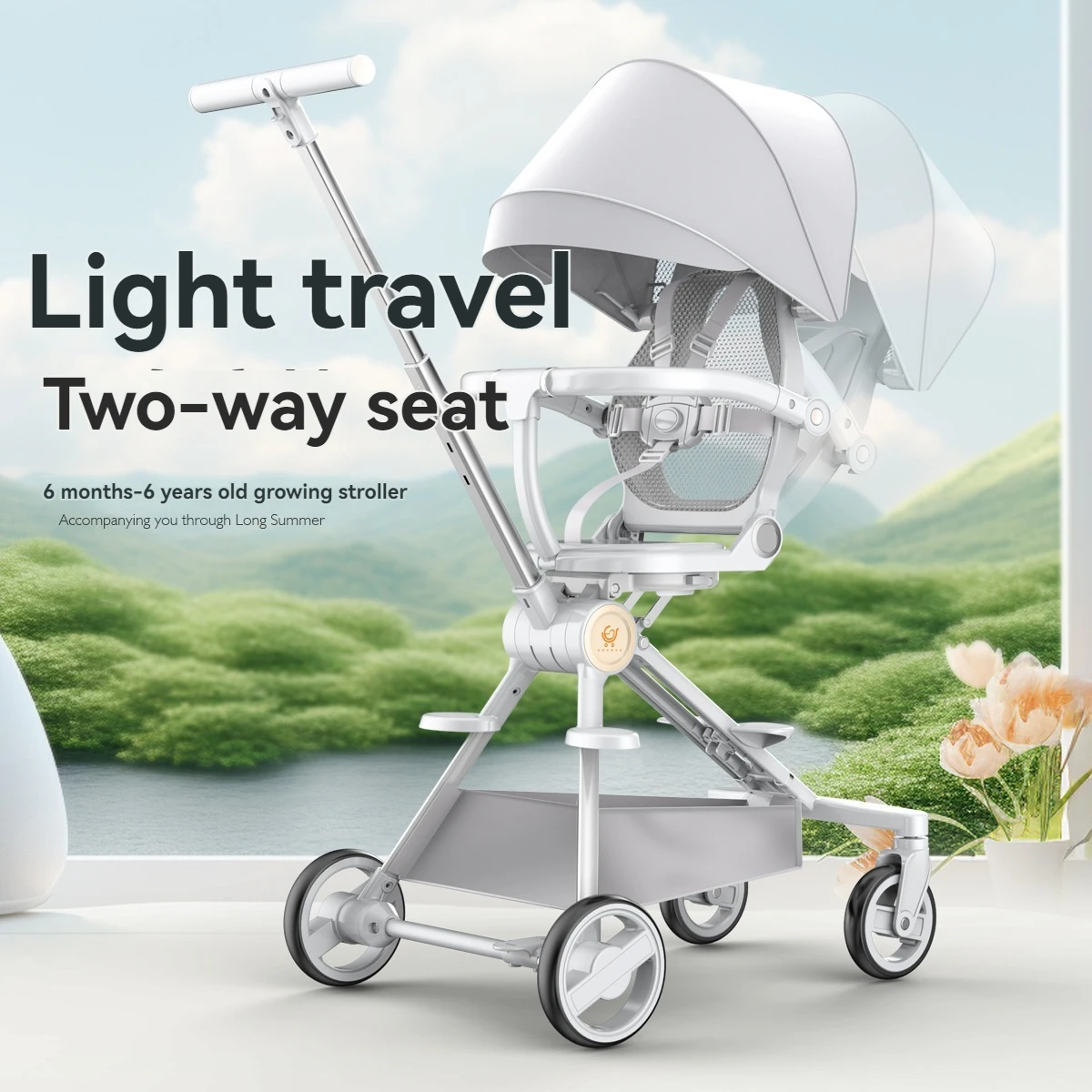 Baby roller High view boarding stroller Super small folding breathable stroller can sit and lie
