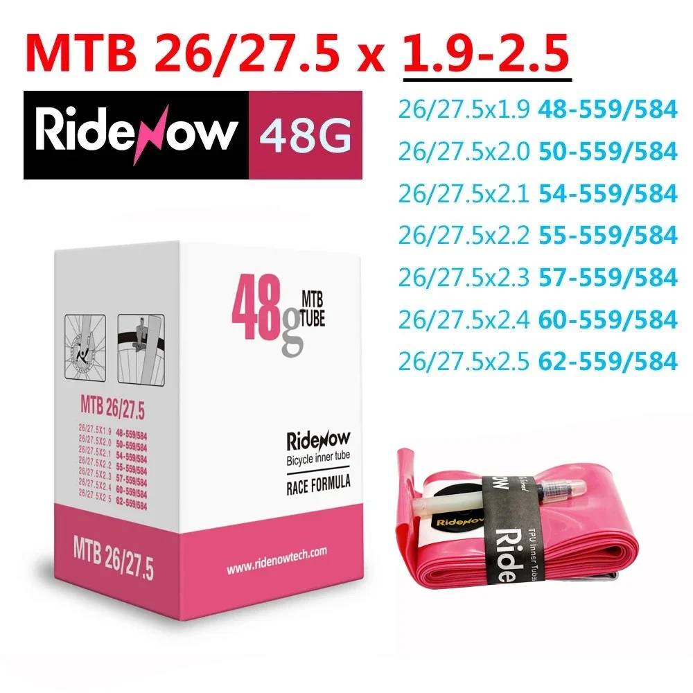 Telecamera ultraleggera RideNow TPU MTB 29 Camera d'aria bici 29x1.9 1.95 2.0 2.1 2.2 2.3 2.4 2.5 pollici Pneumatico per bicicletta da montagna 26 27.5 29er - immagine 4