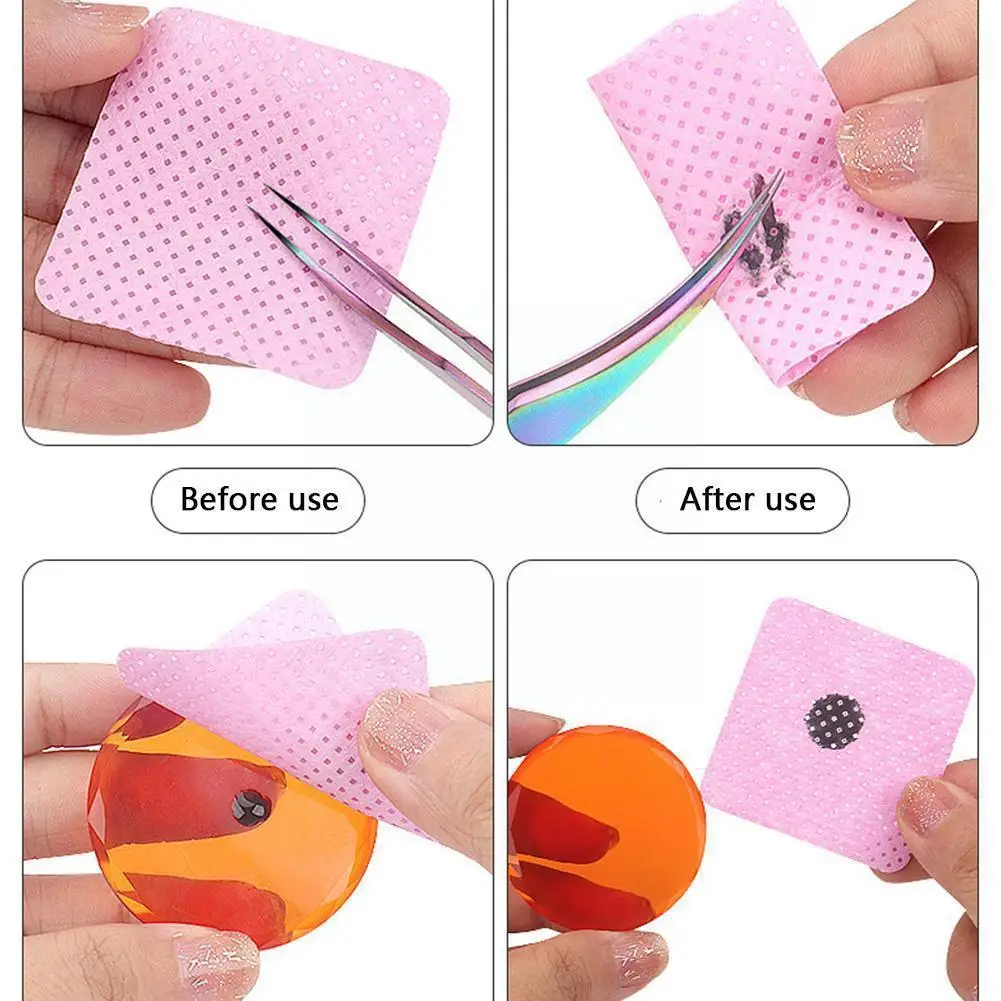 200 PCs Eyelash Gel Remover Cotton Wipes Nail Art Cleaning Pad Nail Polish Remover Nail Polish Remover Wipes Nail Cotton Pads Disposable Nail Pads