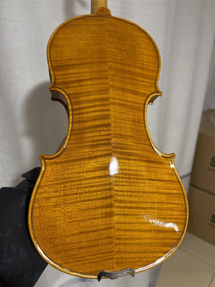 4/4 Violin Highly Flamed Solid European Wood Hand Made Musical Instrument Free violin case&Bow 250222-2