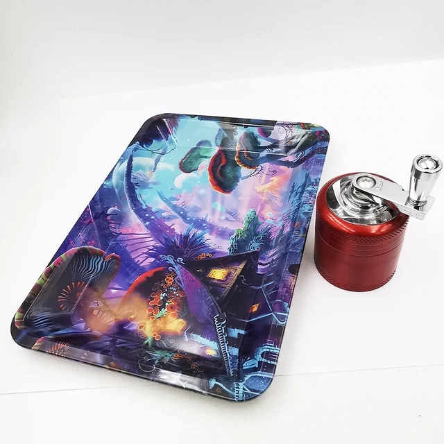 Metal Rolling Tray & Crank Grinder 3 Metal Rolling Tray & Crank Grinder 3