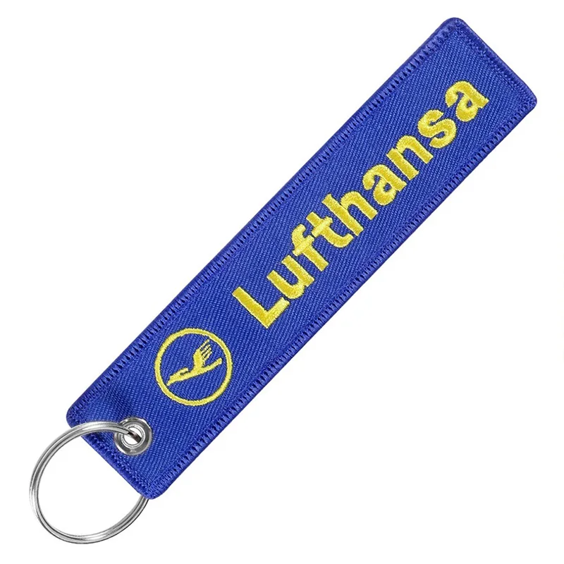 Aviation Keychain A320neo Cessna Lufthansa Logo Both Sides Embroidery Car KeyChain Accessories Backpack Suitcase Tags