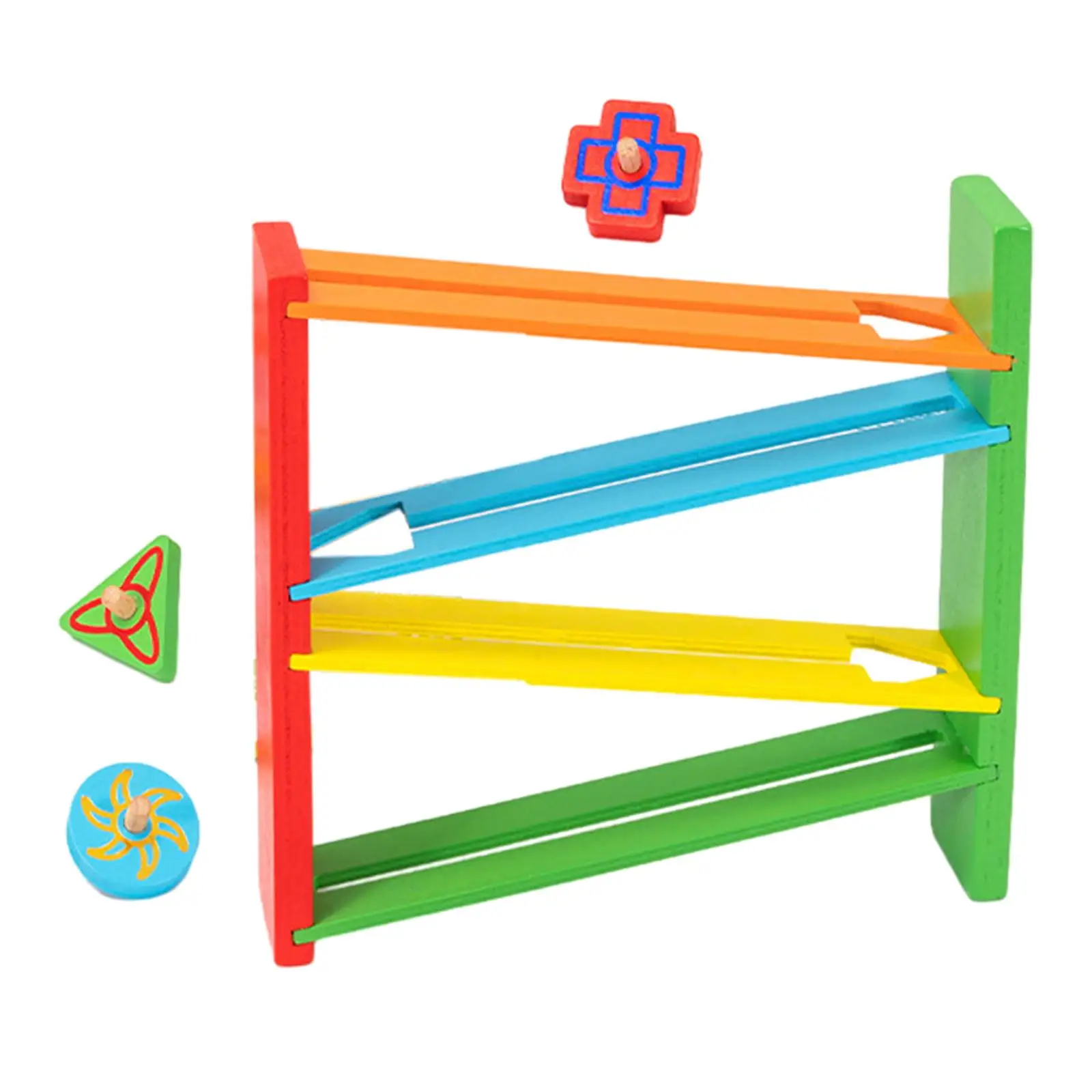 

Wooden Slide Track Preschool Early Developmental Gyroscope Drop Toy Race Ramp Toy for Birthday Gifts Boys Girls Kids Toddler