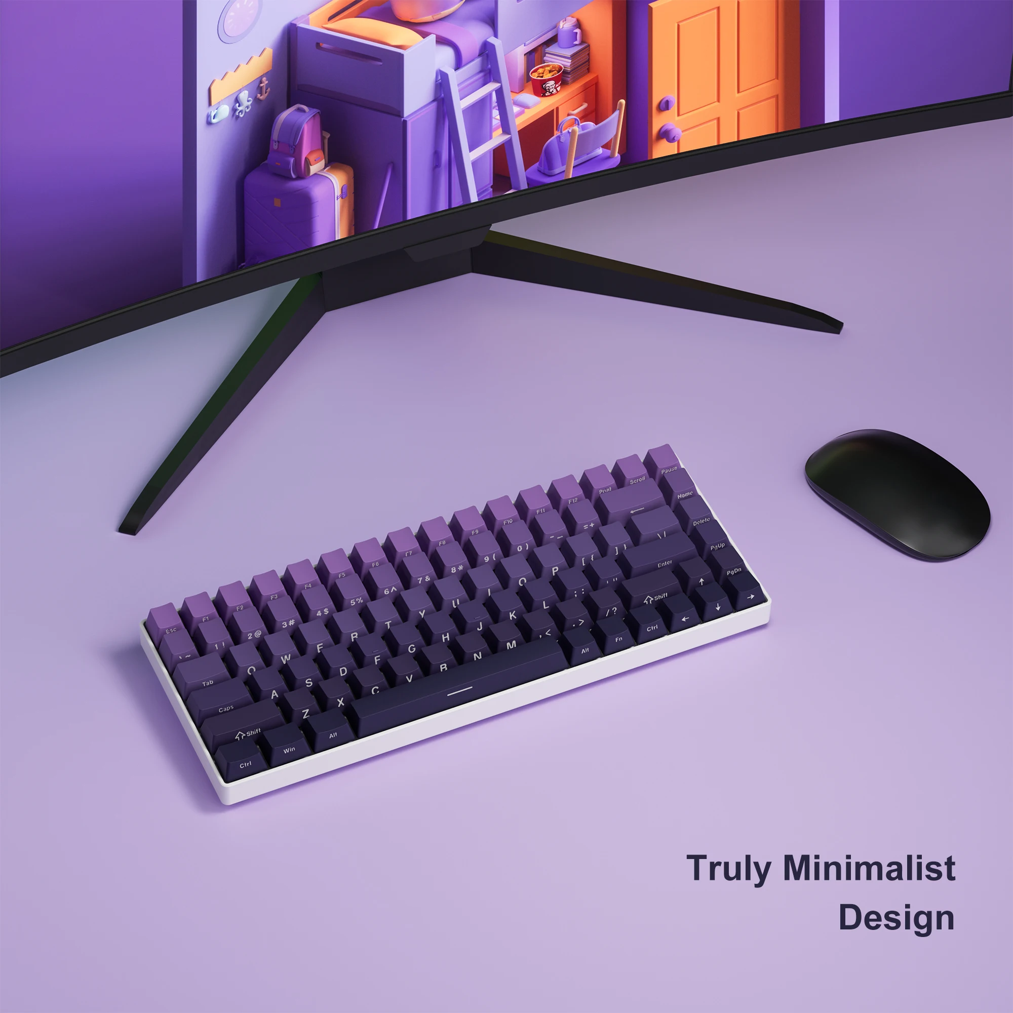 Lado Impresso Pbt Keycaps Roxo do Inclinação Brilho Dobro do Tiro Através de Keycaps Perfil do Oem Interruptores de Gateron mx 136 Chaves - Imagem 5