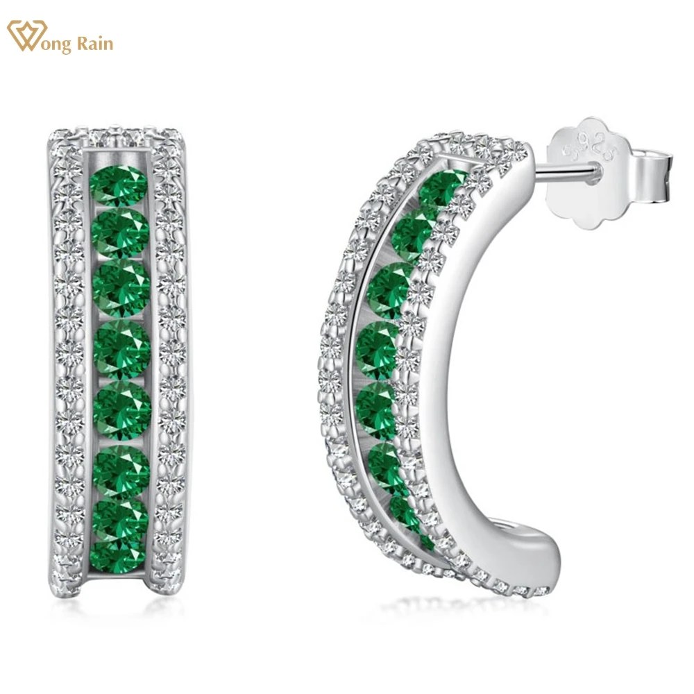 

Wong Rain 100% 925 Sterling Silver Emerald High Carbon Diamond Gemstone Vintage Studs Earrings for Women Fine Jewelry Wholesale