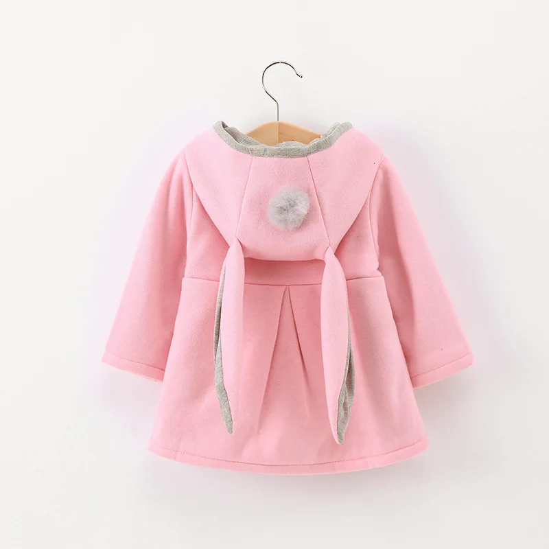

Spring Cute Rabbit Ears Plush Baby Jacket Sweet Princess Girls Coat Autumn Winter Warm Hooded Outerwear Toddler Girl Clothes