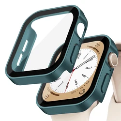 Premium Screen Protector & Bumper Case for Apple Watch - Glass Protection with Straight Edge Design (Matte green 03)