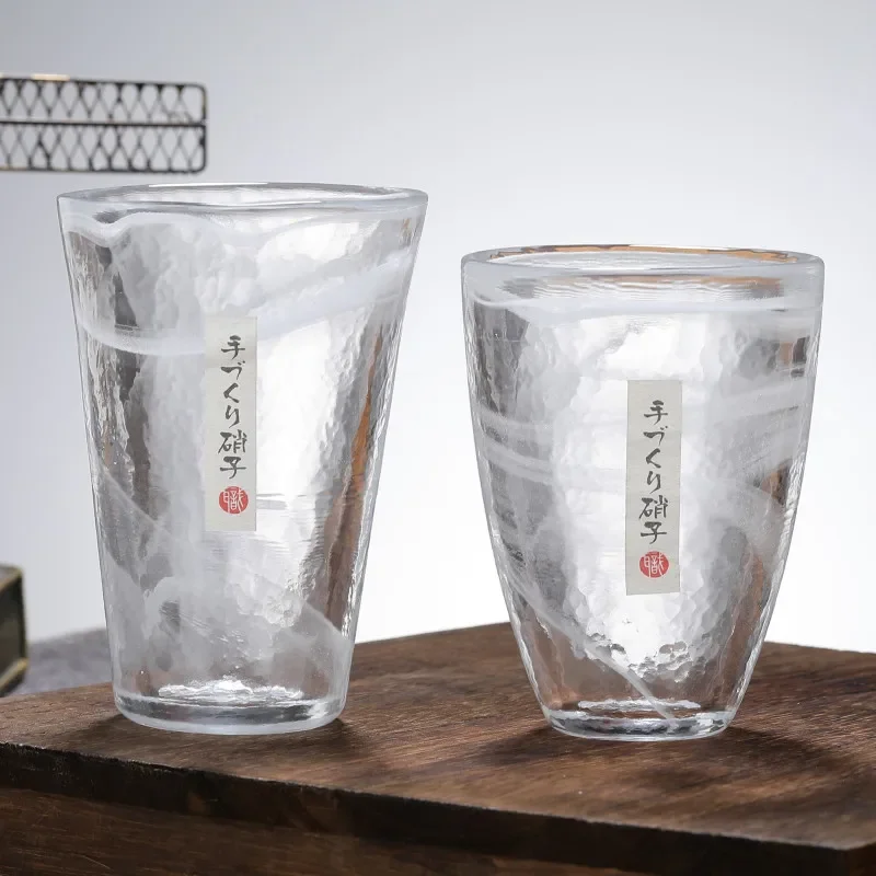 Japanese household Japanese style handmade smudge cloud hammer pattern glass water glass wine teacup 1PC
