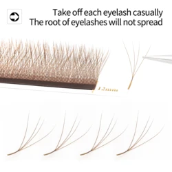Enhance Your Look: Brown W - Shaped Premade Flowering Eyelash Extensions - Natural, Soft, and Lightweight - 11mm (Brown 4D)