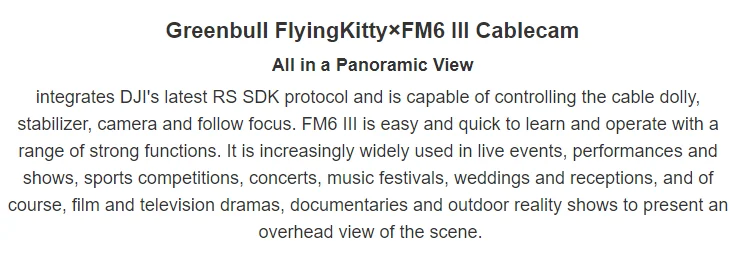 . FlyingKitty FM6 III Pro RC300 Ropeway Cablecam System View integrates All in a