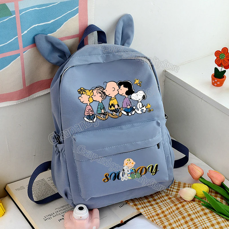 thumbnail image 1 of Mochila de Snoopy Anime Kawaii, morral con orejas de conejo para adolescentes, Bolsa Escolar de dibujos animados para niños y niñas, bolsa para libros, suministros escolares, regalo, 1 of 5
