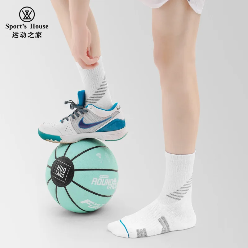Men's Mid-tube Breathable Towel Bottom Elite Basketball Professional Sports Socks Anti-slip Anti Bacterial And Sweat Absorbent