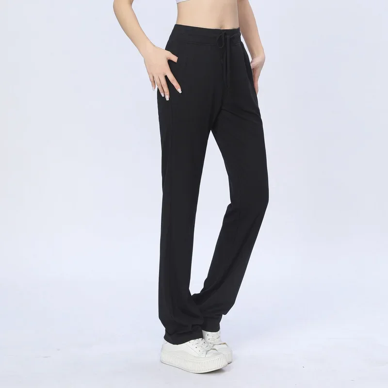 Women's Loose Fit Quick Dry Sports Yoga Pants Straight Leg Running Trousers Casual Long Wide Leg Gymnastics Long Pants