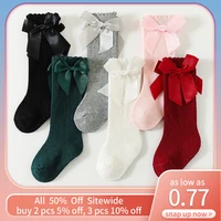 Big Bow Baby Long Socks Toddler Girls Spring Autumn Leg Warmer Soft Cotton Princess Kids Knee High Socks Children Newborn Sock 1