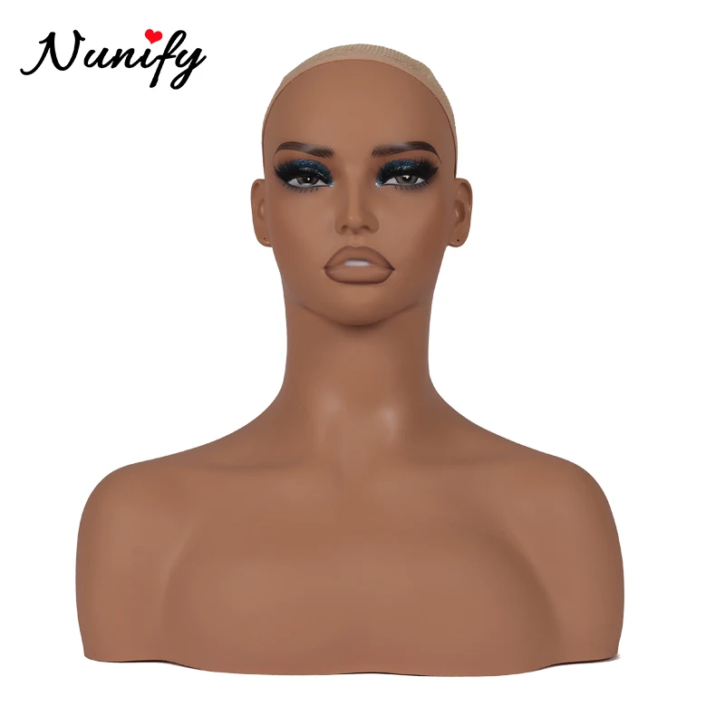 2024 New Style Mannequin Head With Shoulders PVC Dummy Head With Makeup For Wigs Display Realistic Female Wig Head To Put Wigs