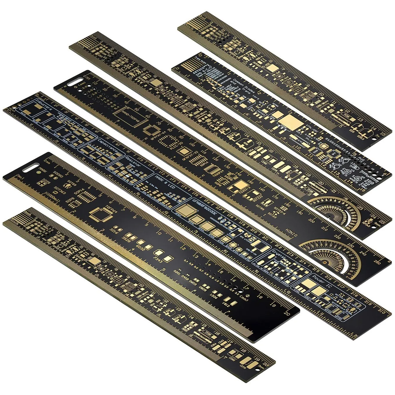 

3 Type 15cm 20cm 25cm PCB Ruler Multi-functional Measuring Tool Resistor Capacitor Chip IC SMD Diode Transistor