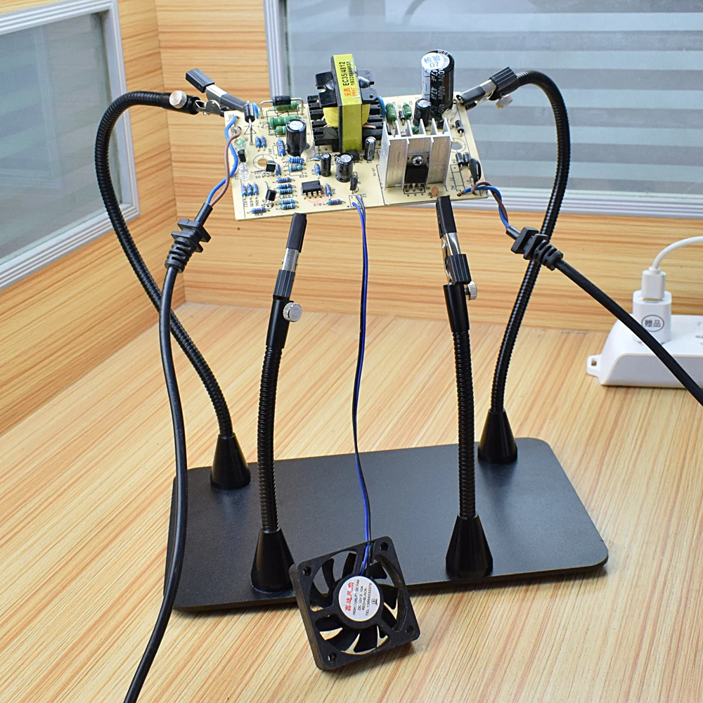 NEWACALOX Soldering Third Hand Tool PCB Holder with Magnetic 4Pcs Flexible Arms Crafts Jewelry Welding Workshop Helping Station soldering tool