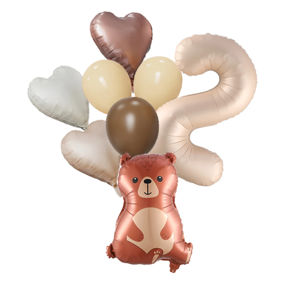 Bären-Geburtstagshut Bären-Tortendekoration Brauner Ballon DIY Babyparty-Dekoration 1., 2., 3. Geburtstag Happy Birthday Party-Zubehör – Detail 13