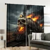 2pcs, spring summer Curtains Skull Train Yarn Curtains Durable 100% Polyester Fabric Holiday Ldeal for Kitchen Living Room 6