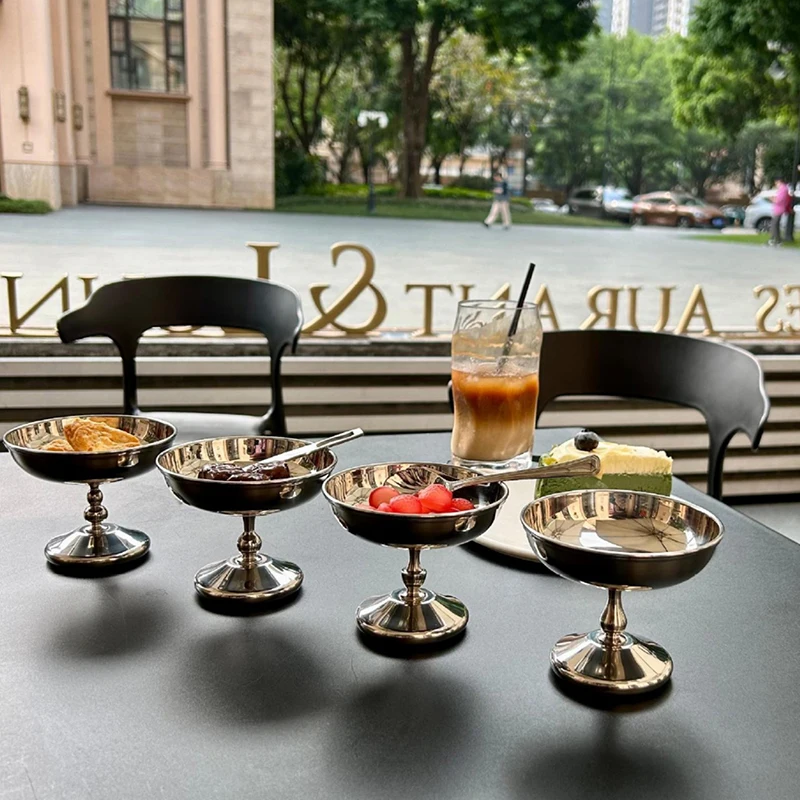 New Stainless Steel Cup Ice Cream Dessert Salad Bowl Fruit Plate Snack Dish Multifunctional Wine Cup Home Kitchen Container
