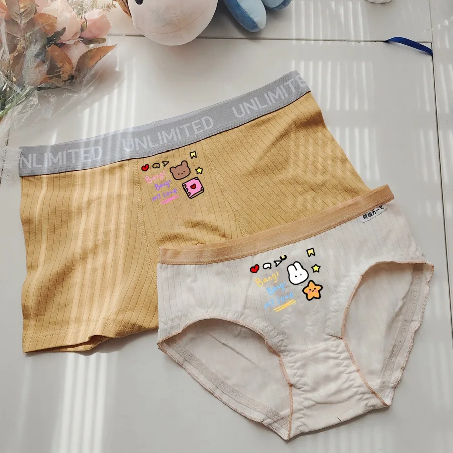 Couples Lovers Underwear Sexy Lace Cotton Undepant Boys Girls Lingerie  Men's Boxers Cartoon Bear Print Panties Women's Briefs - AliExpress