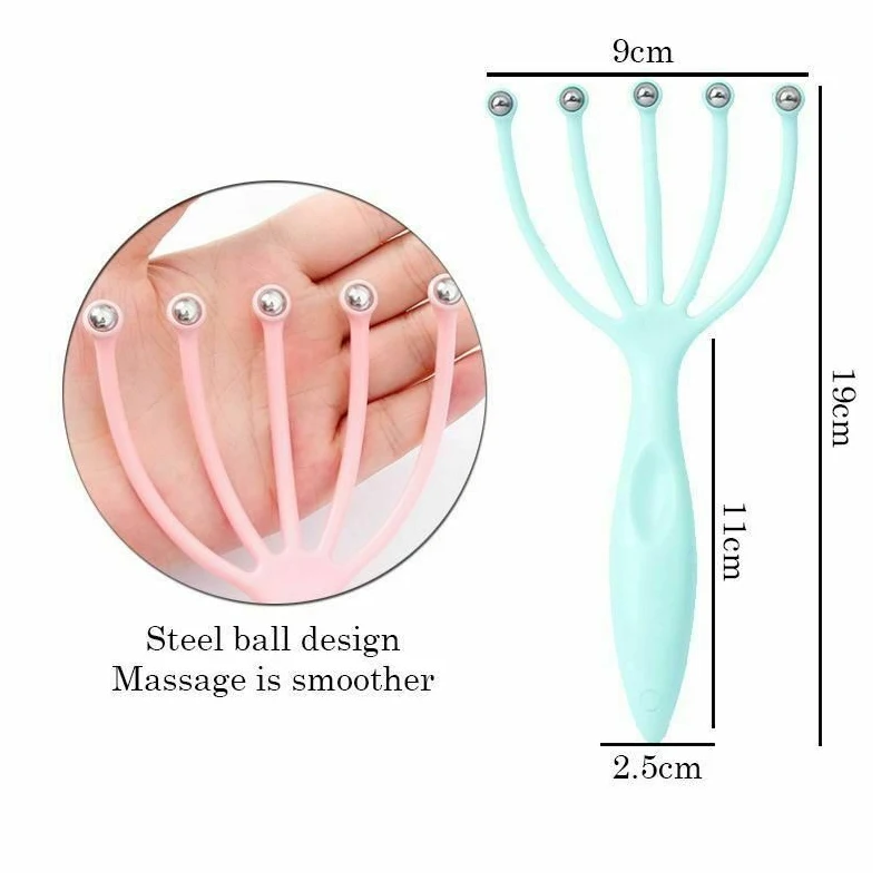 Description Picture 5 of item1PC Head Relax Five Fingers Massage Scan Hair Head Pressure Spa Neck Sculpture Tension Release Hair Treatment Tool