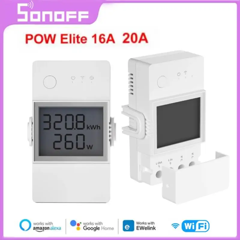 

SONOFF POW Elite Smart Power Meter Switch 16A /20A Wifi Smart Home Switch LCD Screen Works with Alexa Google Home eWeLink App